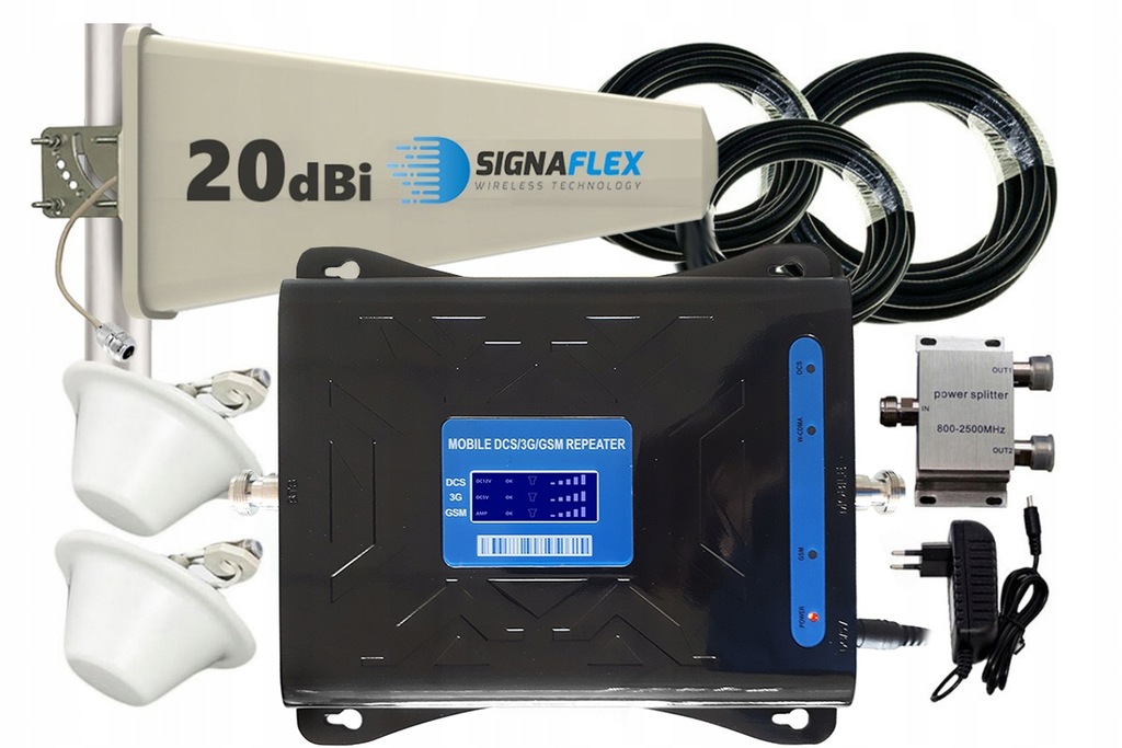 WZMACNIACZ SYGNAŁU GSM 3G 4G LTE UMTS 2000m2 3w1 - 7522038079 ...
