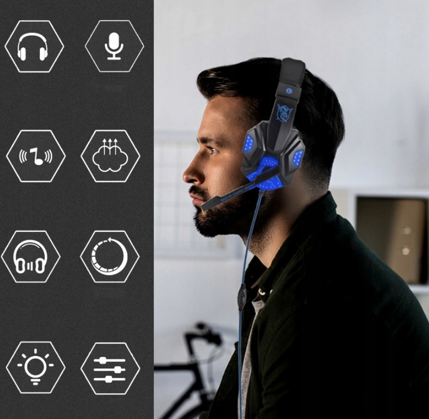 Купить СВЕТОДИОДНЫЕ ИГРОВЫЕ НАУШНИКИ С МИКРОФОНОМ ДЛЯ ГЕЙМЕРОВ: отзывы, фото, характеристики в интерне-магазине Aredi.ru