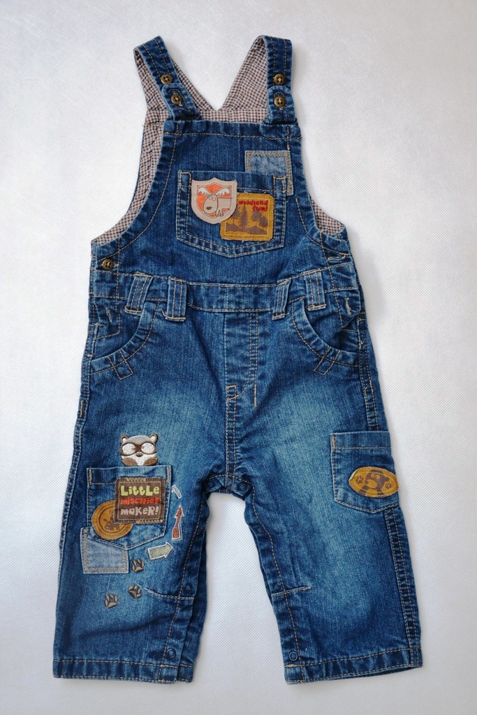 Śliczne ogrodniczki jeansowe TU Baby Boy 74
