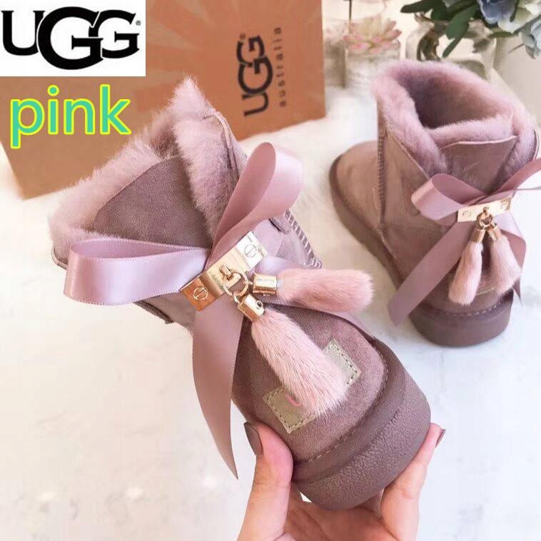 PL 245 UGG skóra naturalna PINK zawieszki zima 32