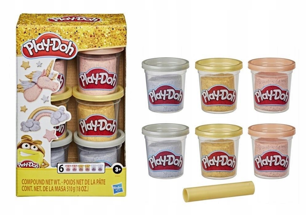 PLAY DOH CIASTOLINA METALICZNA 6-PAK, HASBRO