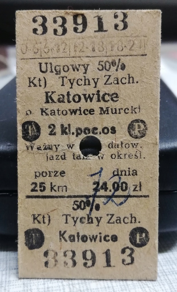 Tychy Zach.- Katowice przez Murcki Bilet PKP