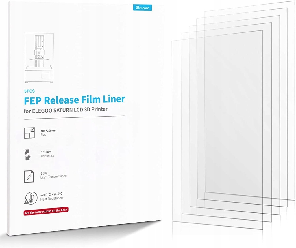 Folia uwalniająca FEP do drukarki ELEGOO 185 x 260 MM o grubości 0,15 mm