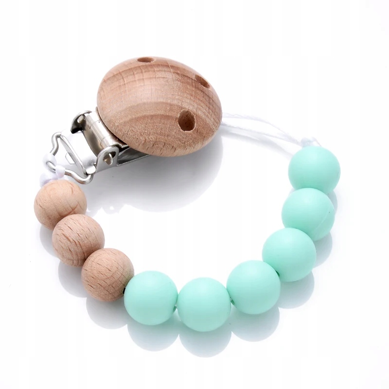 Baby Beech Pacifier Clip Round Colorful Silicone Teething Beads Food Grade
