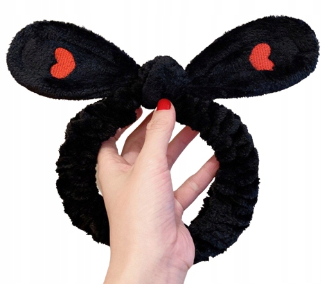 Opaska kosmetyczna do włosów pin up kokarda czarna