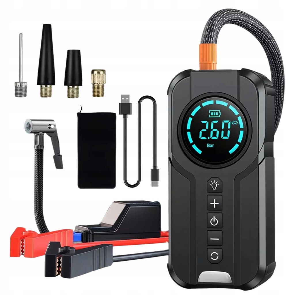 BOOSTER JUMP STARTER DO AUTA ROZRUCH 8400mAh SAMOCHODOWY POMPKA 2w1