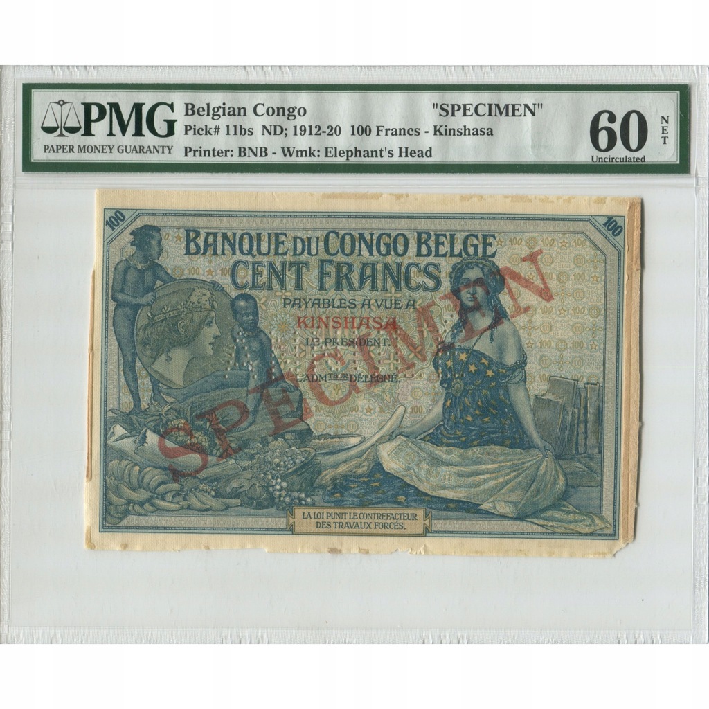 Banknot, Kongo Belgijskie, 100 Francs, Undated (19