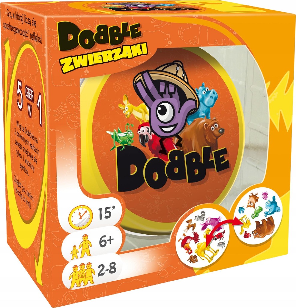 DOBBLE ZWIERZAKI DOBLE DOUBLE GRA PLANSZOWA LOGIKA