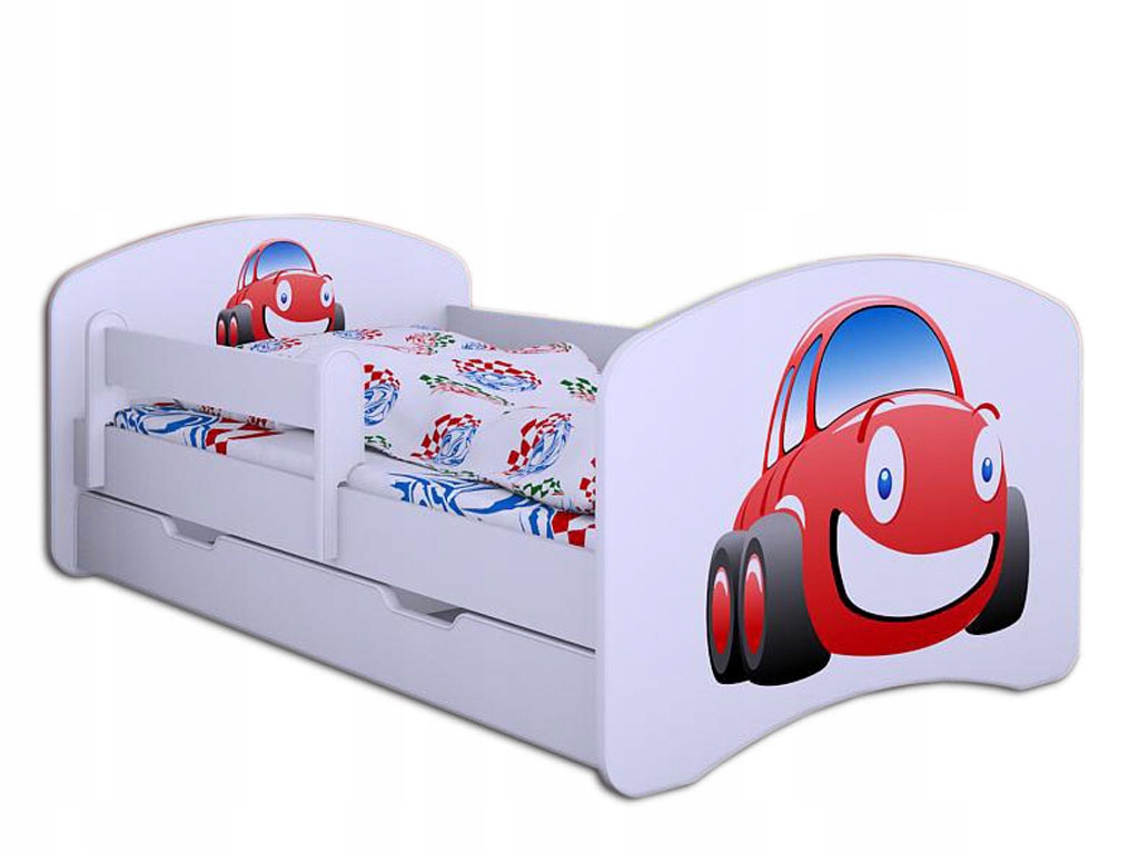 ŁÓŻKO DZIECIĘCE 160/80 Z SZUFLADĄ + MATERAC BIAŁE - BAJKOWE MEBLE DZIECIĘCE