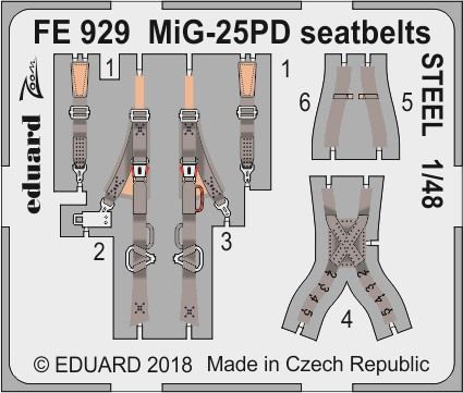 EDUARD FE929 - 1:48 MiG-25PD seatbelts - Steel