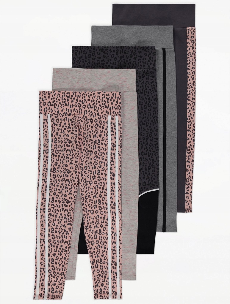 GEORGE 5 PAK LEGGINSY DZIECIĘCE LEOPARD__146-152