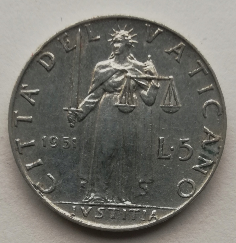 Watykan 5 lirów 1951