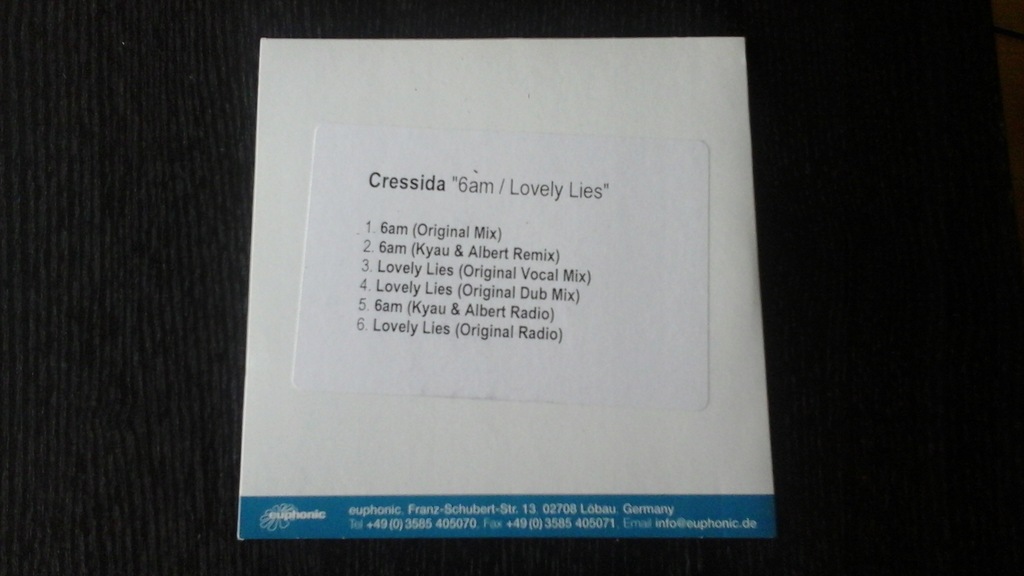 CRESSIDA 6 AM.,LIES CDR PROMO EUPHONIC