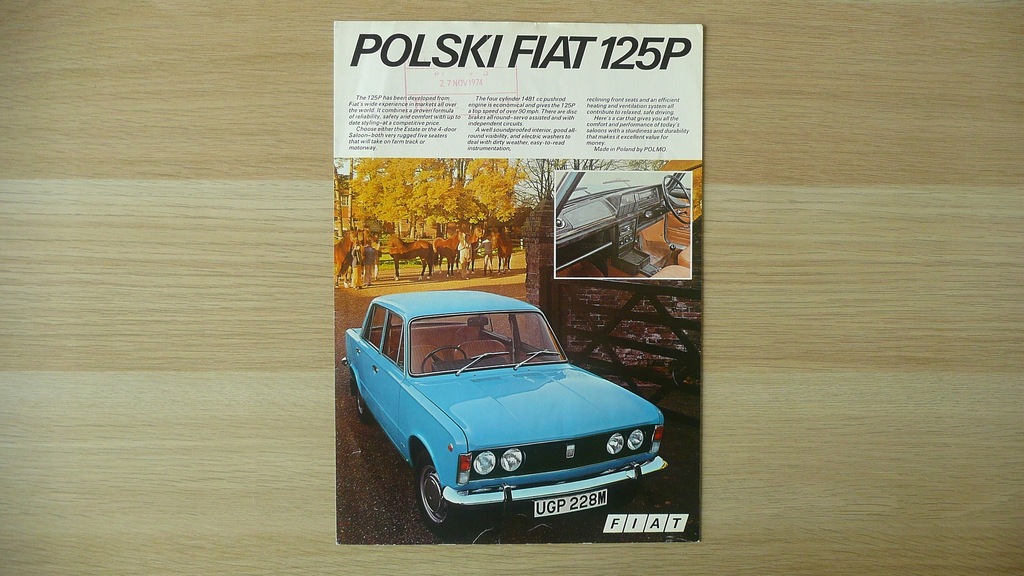 Prospekt Polski Fiat 125p Anglia 1974