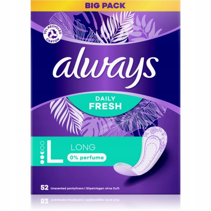 Always Daily Fresh Long wkładki higieniczne nieperfumowany 52 szt.
