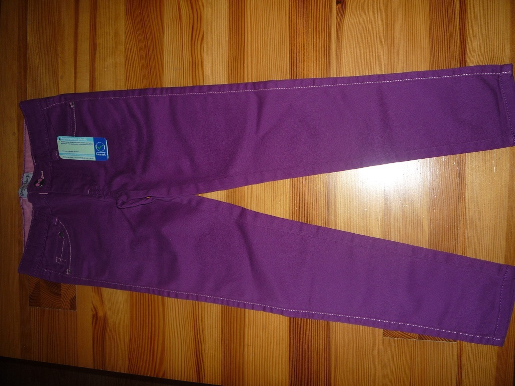 Spodnie 116/122 bawełna fioletowe nowe z metką