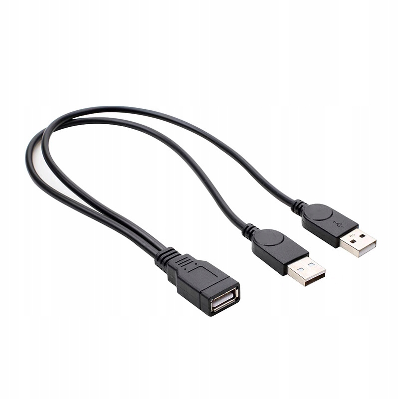 KABEL Y OTG HOST USB ROZDZIELACZ HUB 2X USB MĘSKIE 1X USB ŻEŃSKIE 39CM