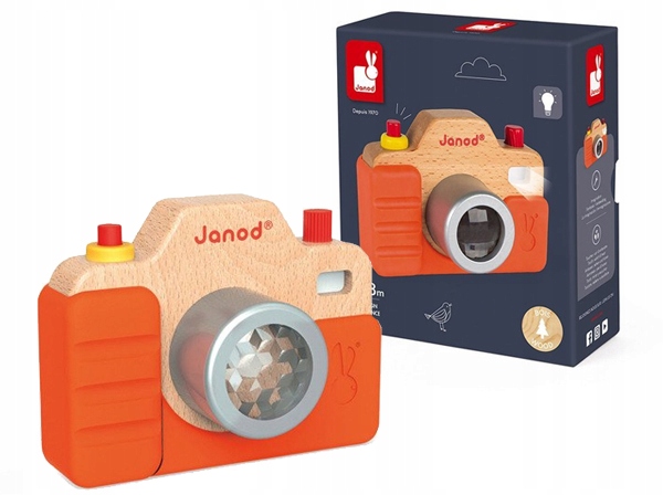 Drewniany aparat fotograficzny błysk dźwięk JANOD
