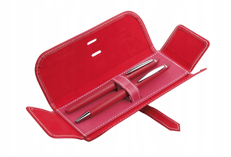zestaw piśmienniczy upominkowy czerwony długopis pióro kulkowe + grawer