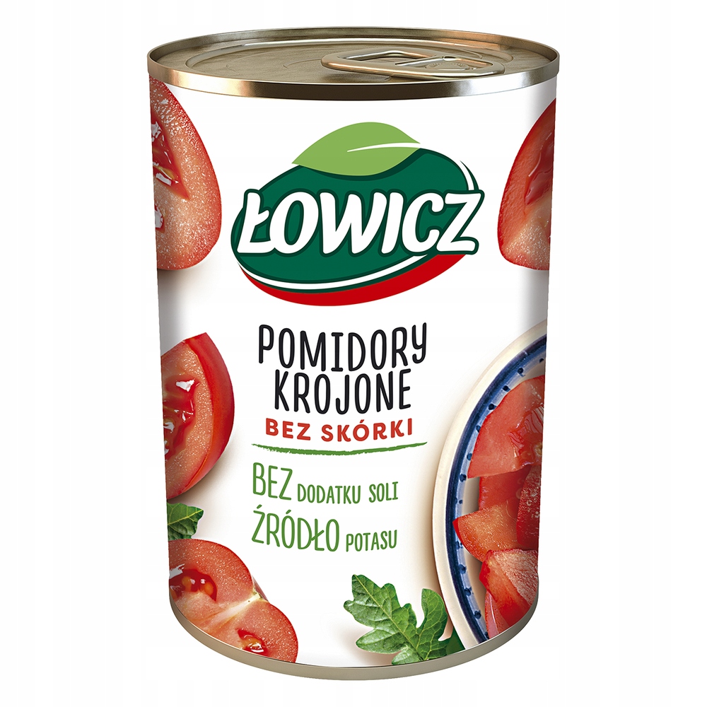 Łowicz Pomidory Krojone Bez Skórki 400g