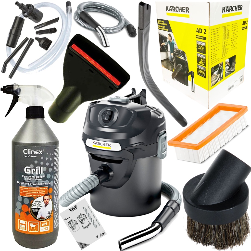 KARCHER ODKURZACZ DO POPIOŁU KOMINKA AD 2 ALLin1 KARCHER AD 2 ODKURZACZ DO KOMINKÓW POPIOŁU GRILLA