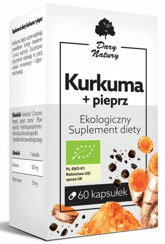 KURKUMA Z PIEPRZEM BIO 60 KAPSUŁEK (555 mg) - DARY