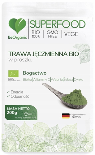 BeOrganic TRAWA JĘCZMIENNA BIO w proszku