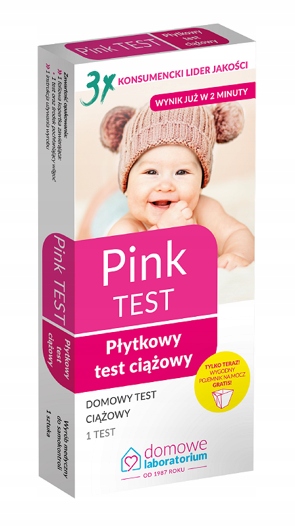 PINK TEST CIĄŻOWY PŁYTKOWY DOMOWY 1 SZT SZYBKI