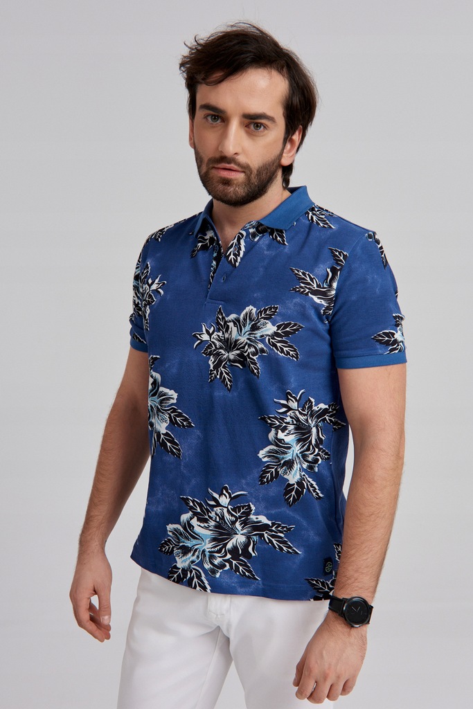 Koszulka Polo Indigo Floral Pierre Cardin WL20 Den