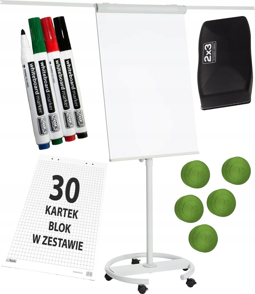 Flipchart 70x100 mobilny magnetyczny suchościeralny z ramionami 68x105 cm