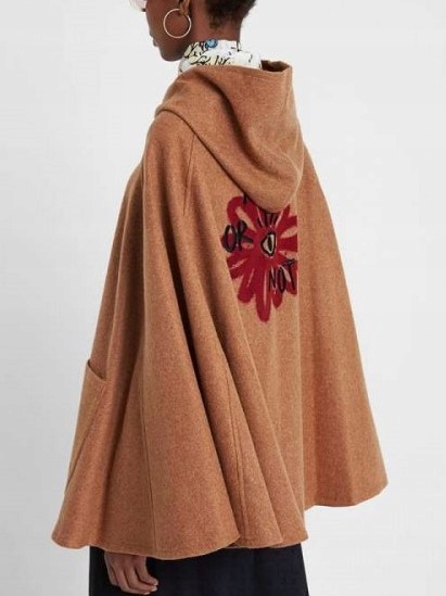 DESIGUAL poncho FLOWER napisy HAFT kapuza