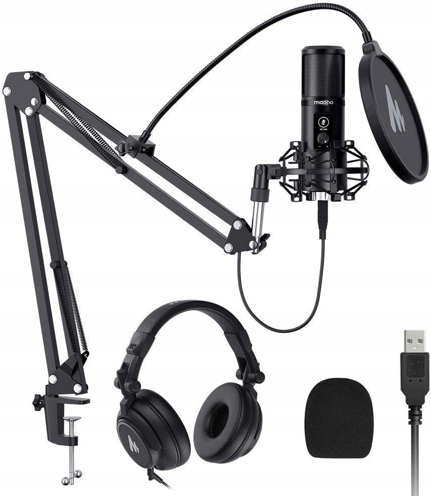 MAONO AU-PM421 Mikrofon USB ze słuchawkami do moni