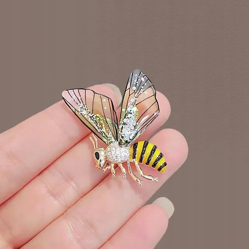 Transparent Wings Insect Series Rhinestone Bee Brooches For Women