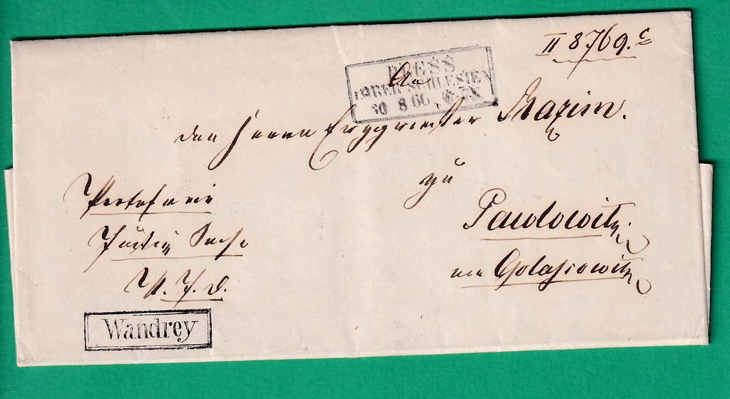 Pszczyna, Pless, list z roku 1869