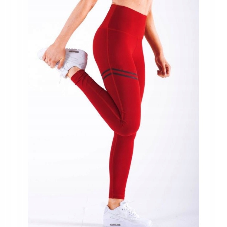 Sportowe Legginsy Fitness Trening Czerwone M