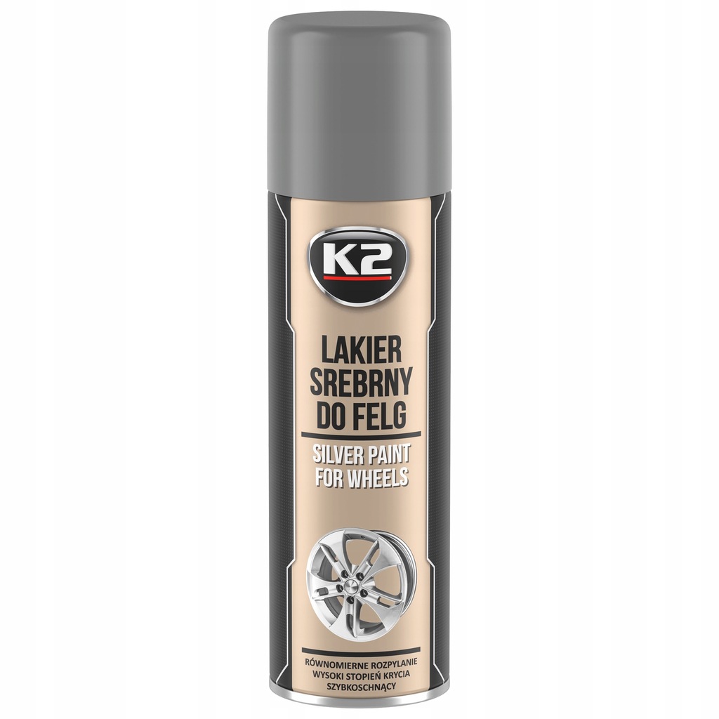 Lakier do felg SREBRNY 500ml Srebrna farba do felg samochodowych K2 L332