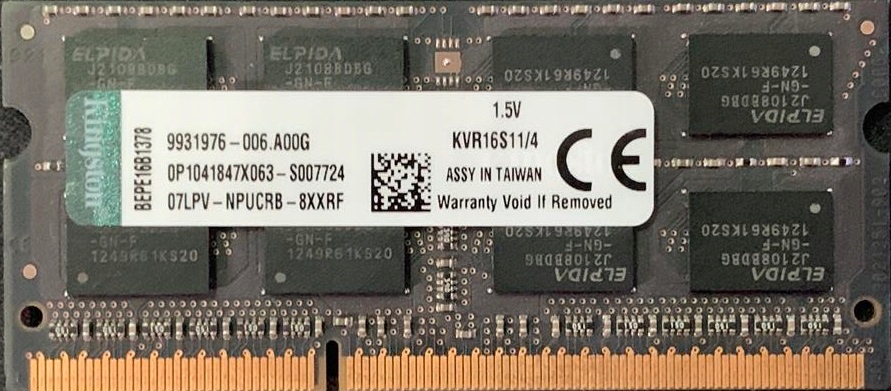 Pamięć RAM Kingston 4GB DDR3 1600MHZ KVR16S11/4 944