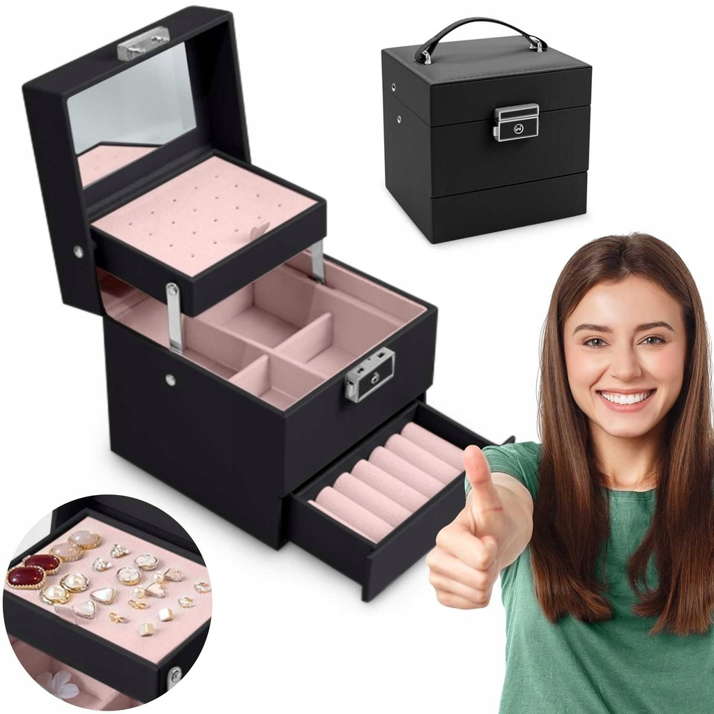 Szkatułka na biżuterię MS-703 Massido - czarna, Massido, 670301.59038906106