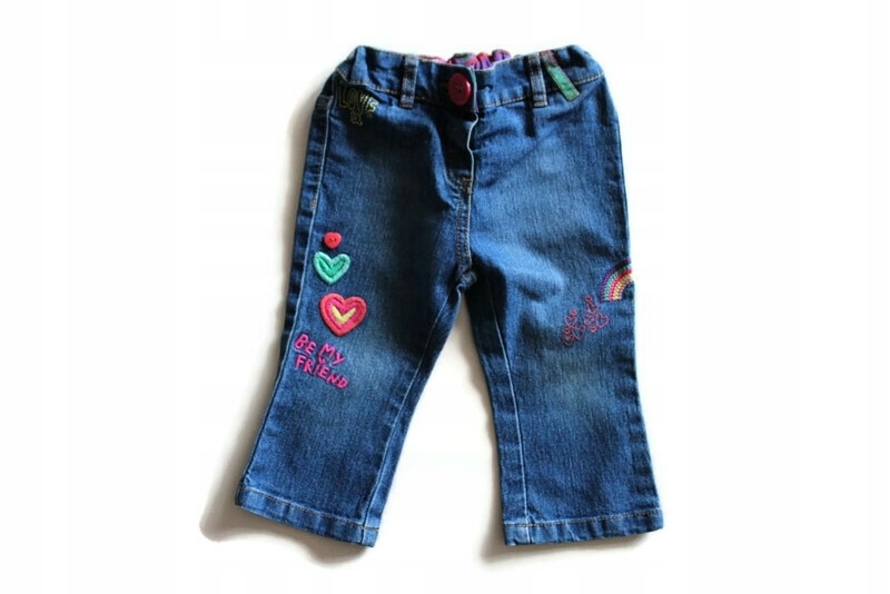 af439*C&A* Spodnie jeans z haftem tęcza 80