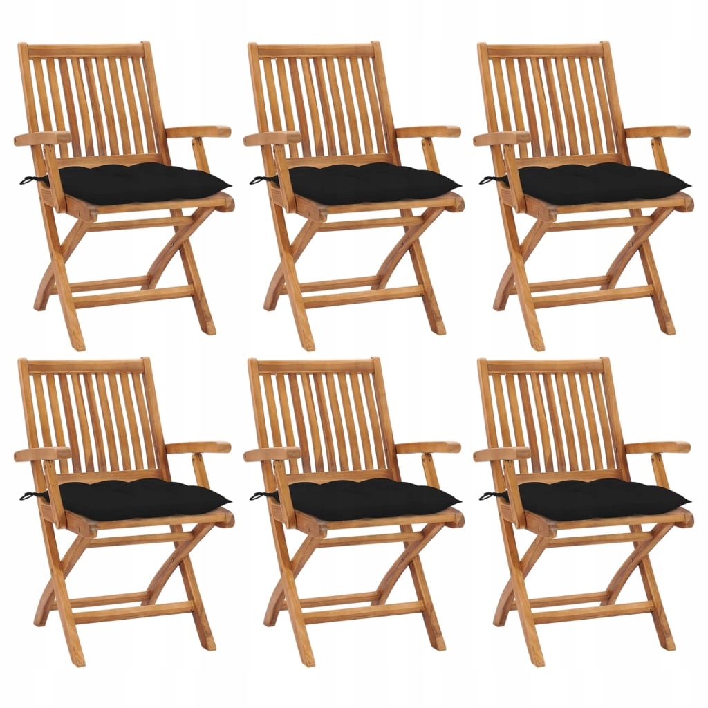 Składane krzesła ogrodowe z poduszkami, 6 szt., dr