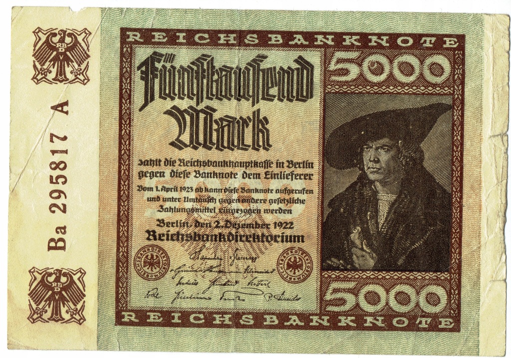Banknot 5000 Marek niemieckich z 1922 roku