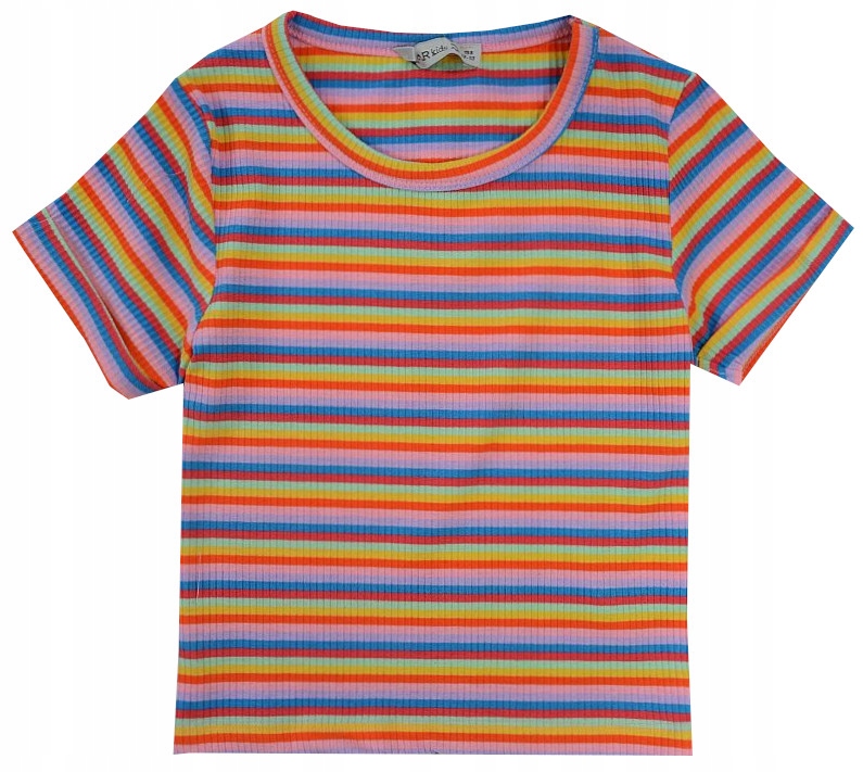 BLUZKA T-SHIRT BAWEŁNA paseczki kolorowe 158 H207C
