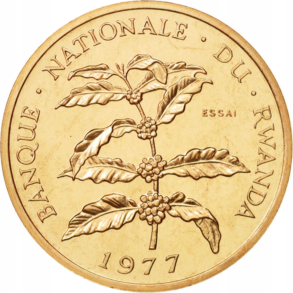 Moneta, Ruanda, 5 Francs, 1977, MS(65-70), Bronze,