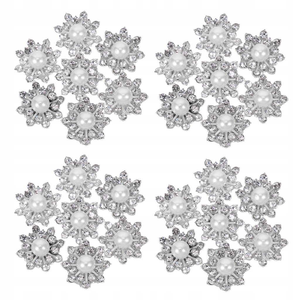 Pearl Clothing Buttons Silver Snowflake Drill