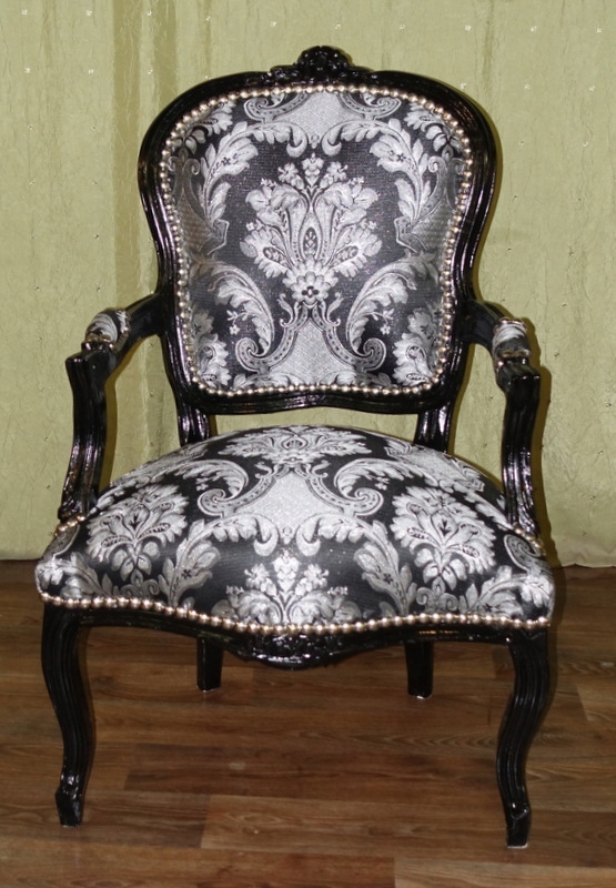 Stylowy Czarny Srebrny Fotel Kawowy Krzesło Retro