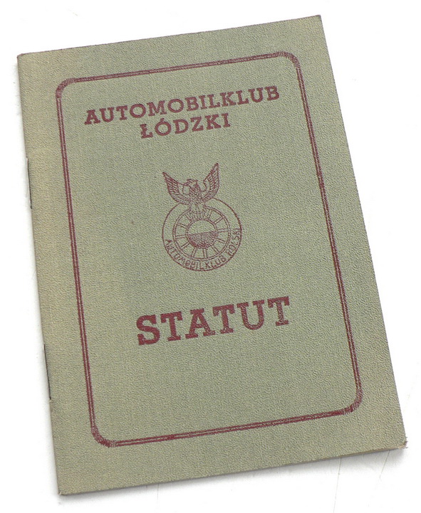 AUTOMOBILKLUB ŁÓDZKI ___ STATUT ==== 1958 UNIKAT !