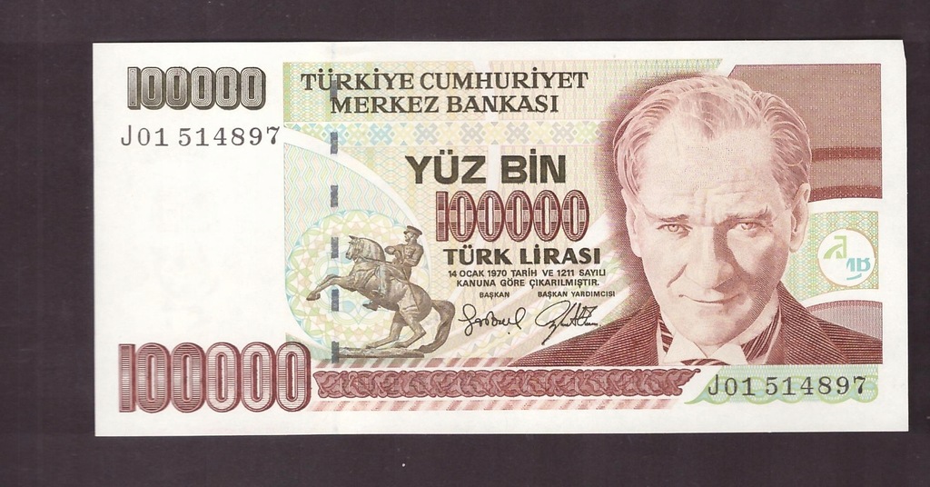 Turcja - banknot - 100000 Lira