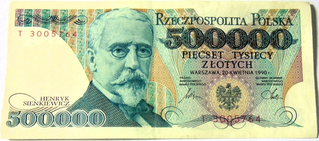 1990 500000 zł złotych Sienkiewicz seria T