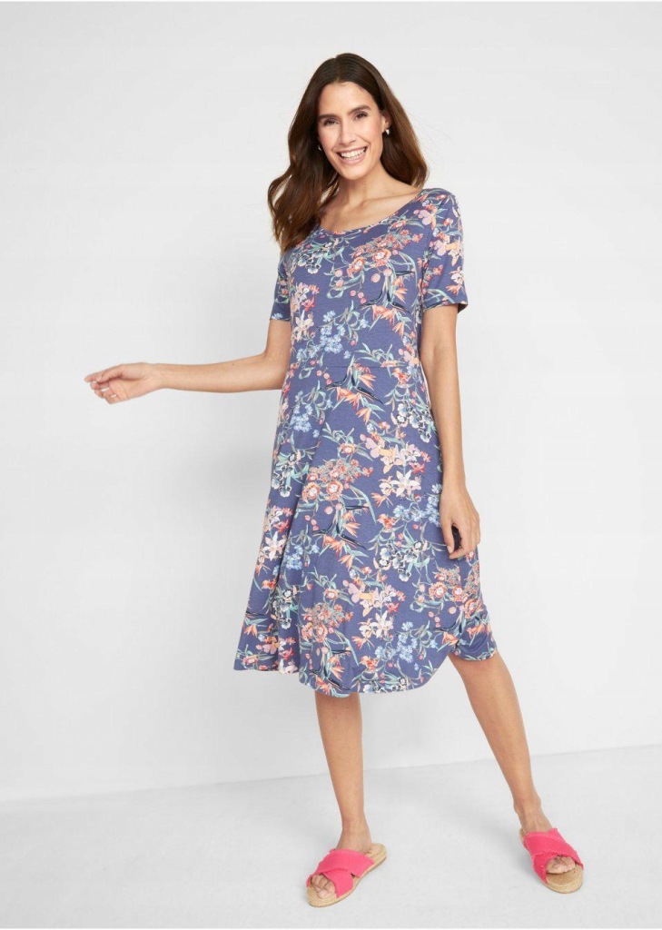 _ZT KOI SUKIENKA W KWIATY ROKLOSZOWANA GRANATOWA _/ 50