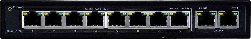 SWITCH POE PULSAR S108 10-PORTÓW (8xPoE + 2xUPLINK) IEEE 802.3af/at, 48VDC